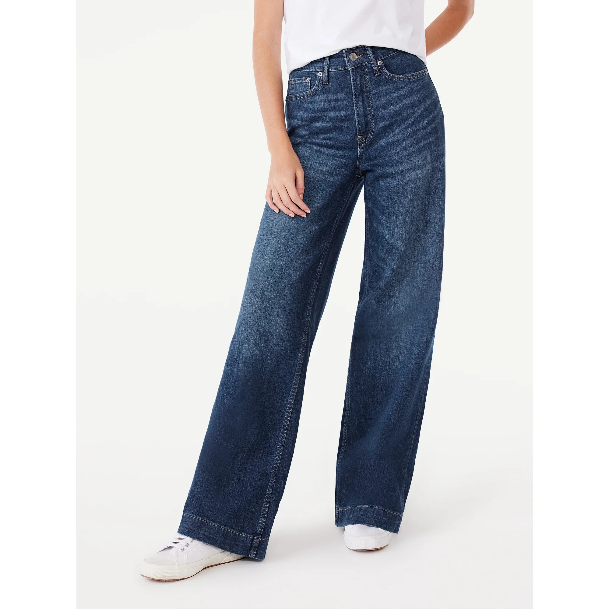 Free Assembly Women's Super High Wide Leg Jeans, 33” Inseam for Regular, Sizes 0-18 | Walmart (US)