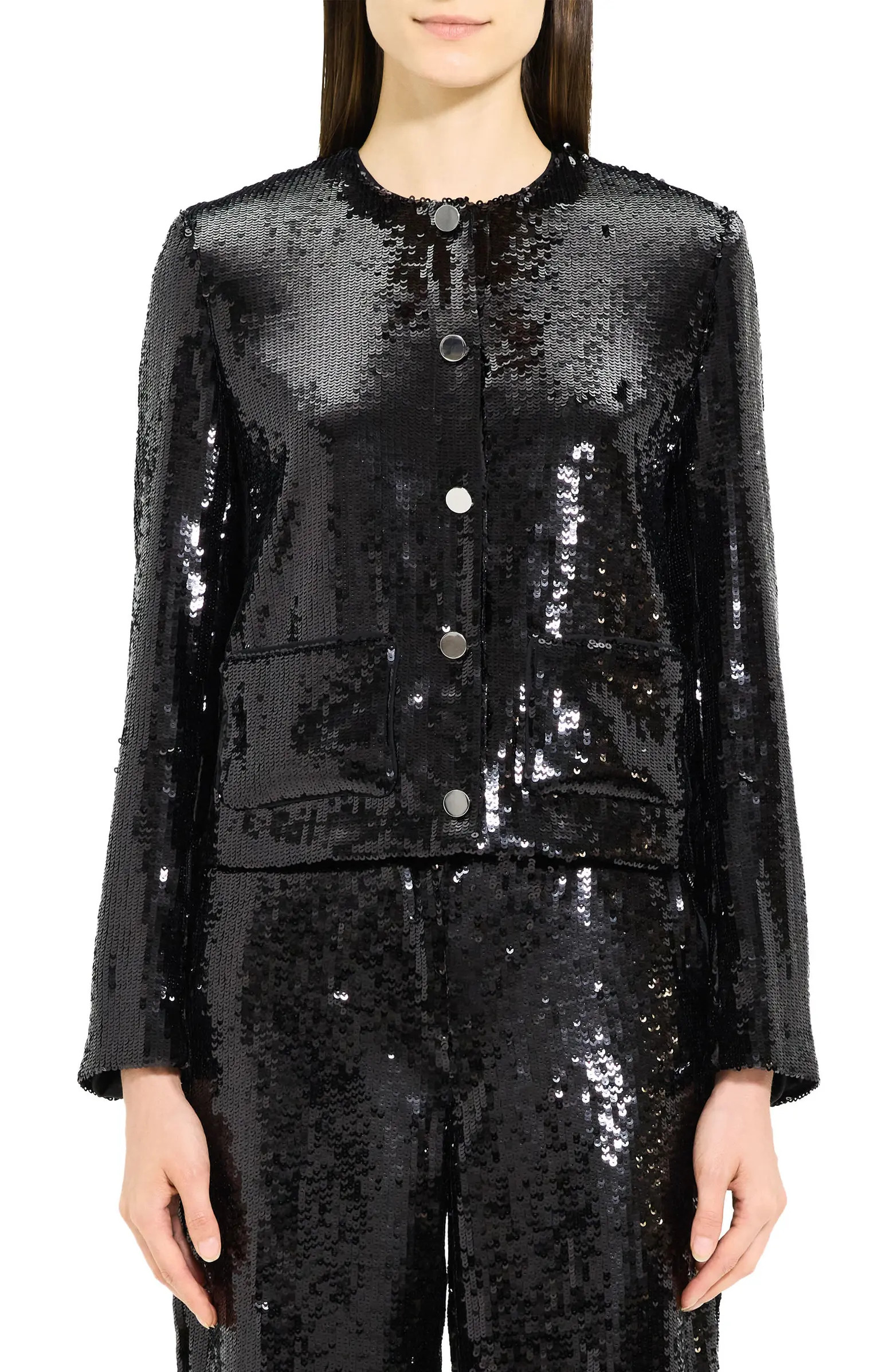 Sequin Patch Pocket Jacket | Nordstrom