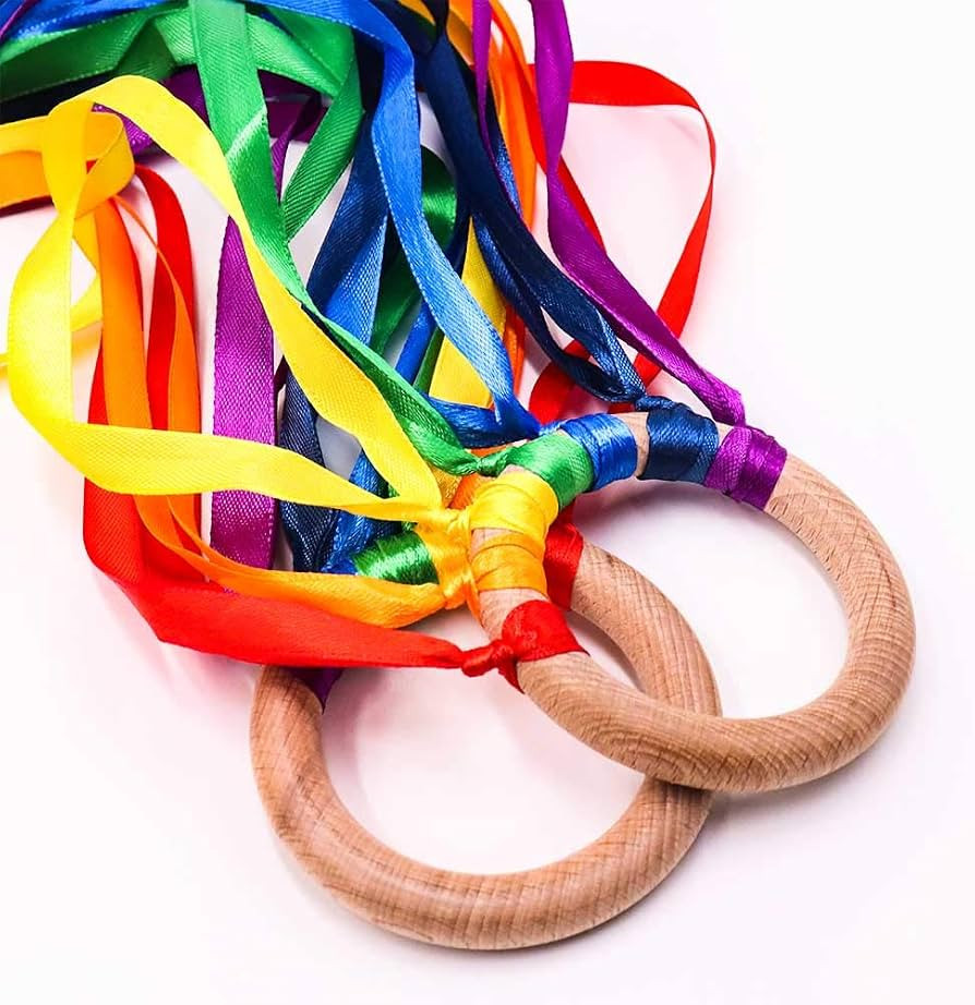 Creative Waldorf Hand Kite Set Rainbow Ribbon Sensory Toys Rings Learning Montessori Waldorf Toys... | Amazon (US)