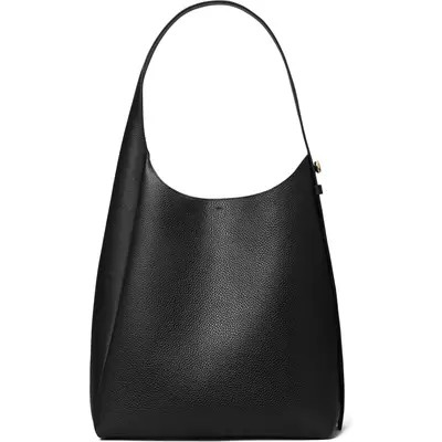 Tory Burch Romy Pebble Leather Hobo Bag in Black at Nordstrom | Nordstrom