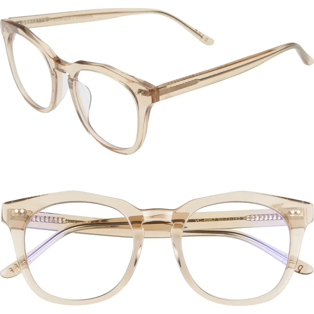 DIFF 50mm Blue Light Blocking Glasses in Vintage Pink/Clear at Nordstrom | Nordstrom