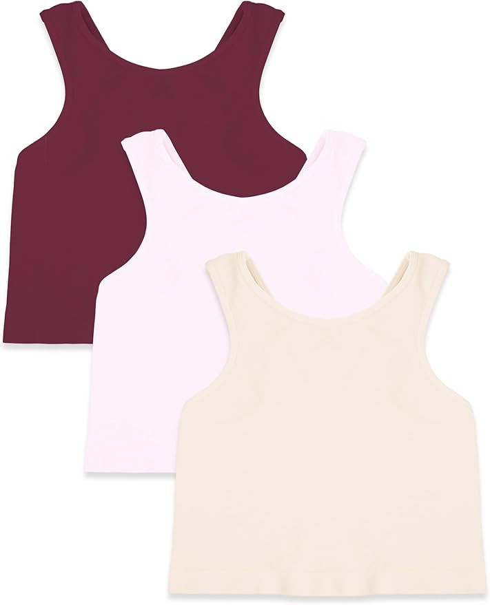 Kurve Premium Girls Seamless Supersoft Sleeveless Crop Tank Top - Stretchy Bra, UV UPF 50+ (Made ... | Amazon (US)
