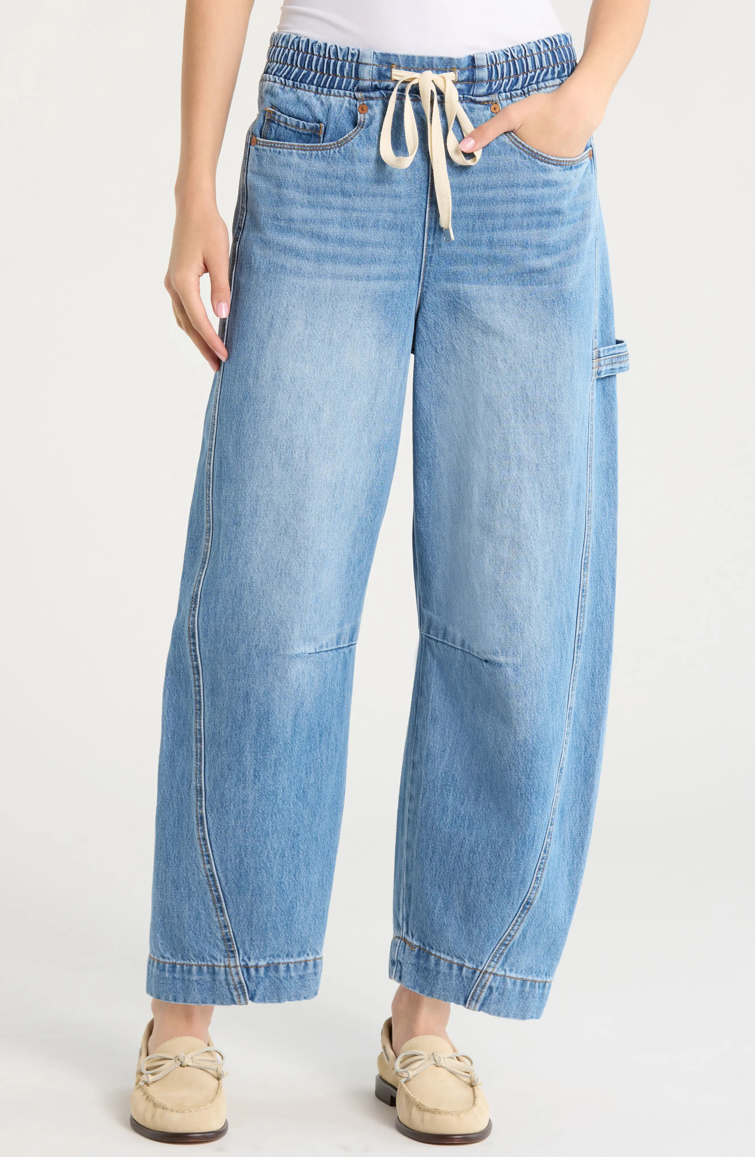 BLANKNYC The Barrel Leg Drawstring Barrel Leg Jeans in Easy Goer at Nordstrom, Size 28 | Nordstrom