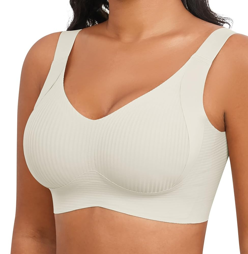 Plus Size Bras for Women No Underwire Full Coverage Everyday Bra Comfortable Wireless Padded Bras | Amazon (US)