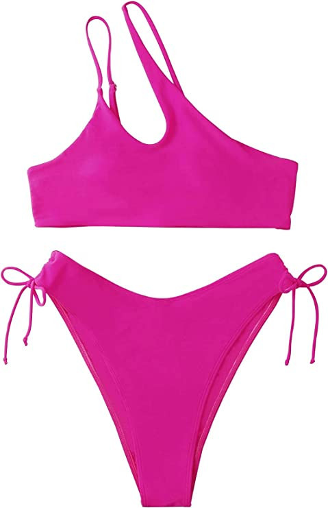 Lilosy Sexy Underwire One Shoulder Bikini High Cut Brazilian Swimsuit Set 2 Piece | Amazon (US)