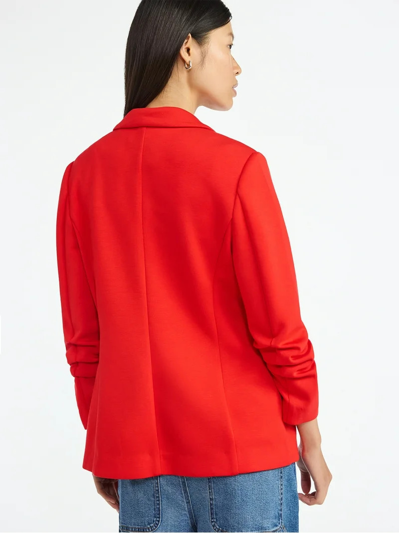 Scoop Women's and Women’s Plus Ultimate ScubaKnit Relaxed Blazer with Scrunch Sleeves, Sizes XS... | Walmart (US)