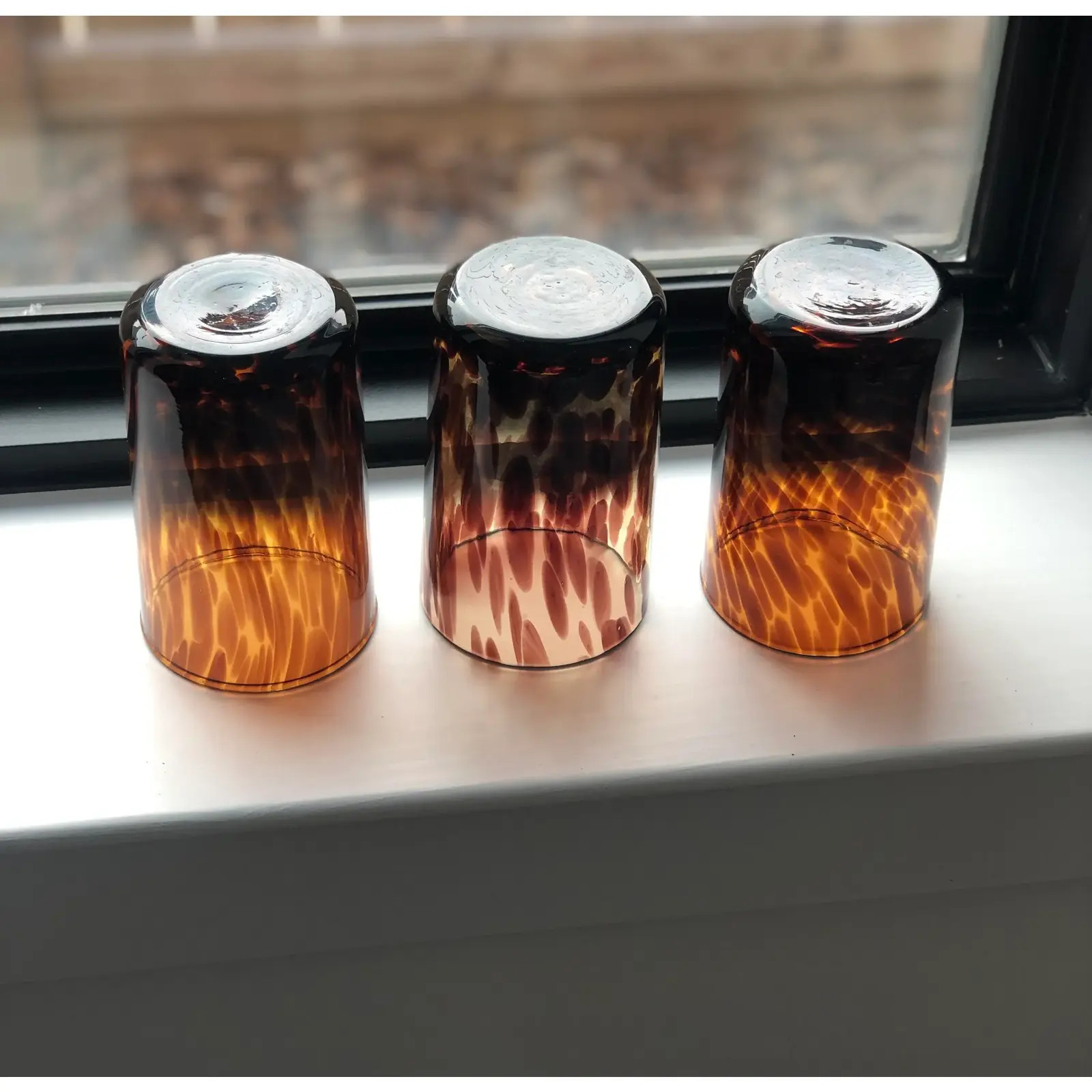 Vintage Handblown Italian Tortoiseshell Cocktail Tumblers--Set of 3 | Chairish