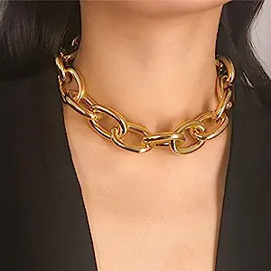 CLOACE Chunky Choker Necklace Gold Cuban Link Chain Thick Necklaces Punk Jewelry for Women and Gi... | Amazon (US)