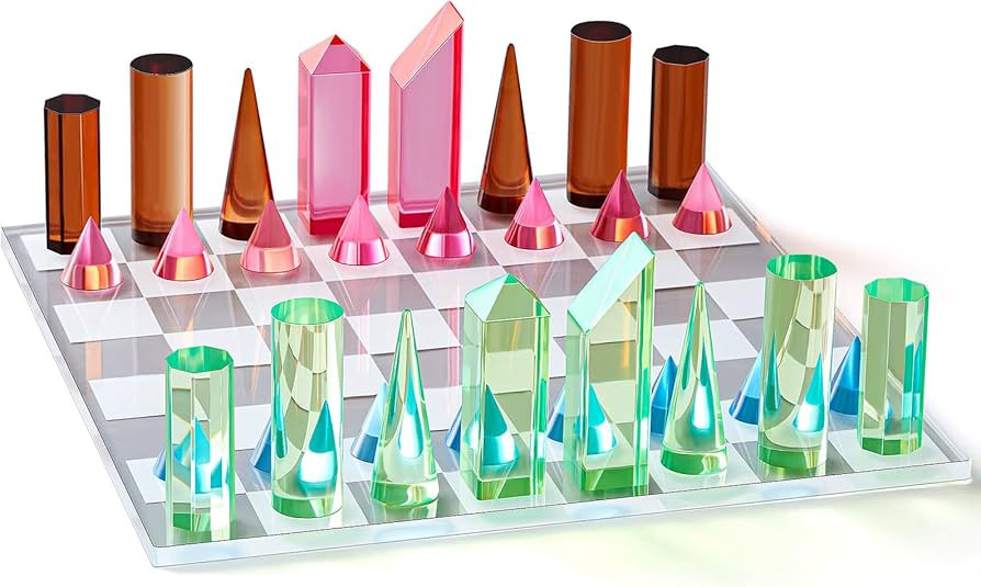 Acrylic Chess Set, 11. 8 x 11. 8 Inch Large Modern Acrylic Checkers Set Table Game Board for Adul... | Amazon (US)