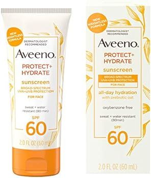Aveeno Protect + Hydrate Moisturizing Face Sunscreen Lotion With Broad Spectrum Spf 60 & Prebiotic O | Amazon (US)