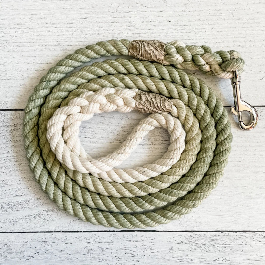 Sage Green Cotton Rope Dog Leash // Ombre Rope Leash // Cotton Rope Leash // Rope Dog Lead | Etsy (US)