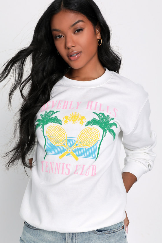 Beverley Hills Tennis Club White Graphic Pullover Sweatshirt | Lulus