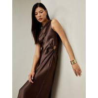 LILYSILK Ladies Silk Formal Dress - Chocolate Brown 100 Silk - Non-Toxic Dyes Slim Fit Long Dress 10 | LilySilk