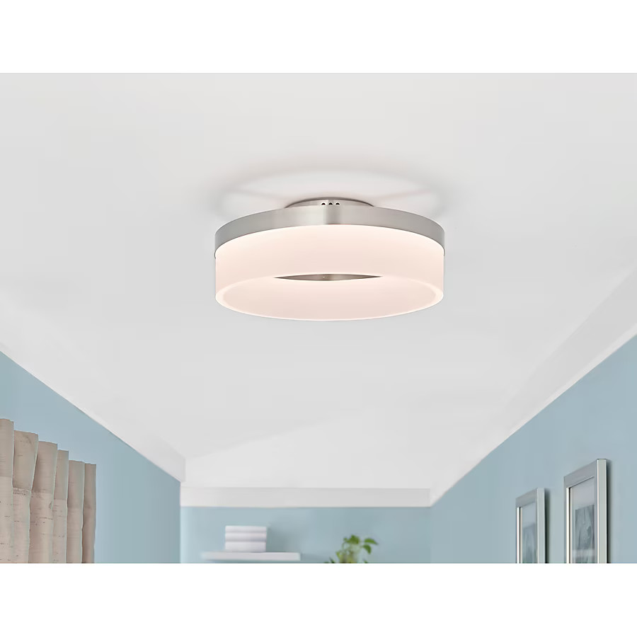 Origin 21 Lynnpark 1-Light 11.95-in Brushed Nickel LED Flush Mount Light | Lowe's