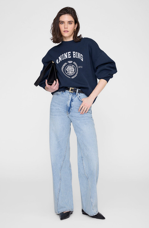 ANINE BING Miles Collegiate Sweatshirt in Dark Navy at Nordstrom, Size Medium | Nordstrom