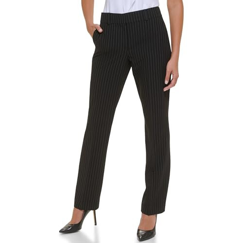 Tommy Hilfiger, Sutton Dress Pants-Business Casual Bootleg Trousers for Women, Black/Ivory, 0 | Amazon (US)