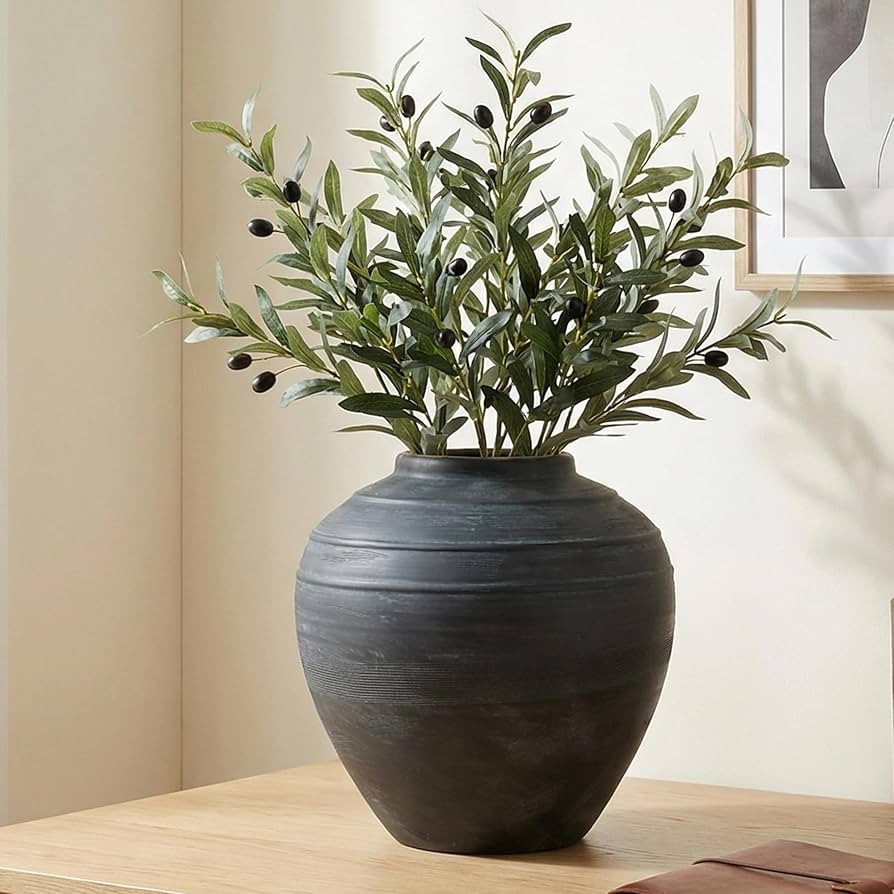 Rustic Ceramic Flower Vase,11.02Inch Indigo Artisan Handcrafted Round Ceramic Vase Farmhouse Rust... | Amazon (US)