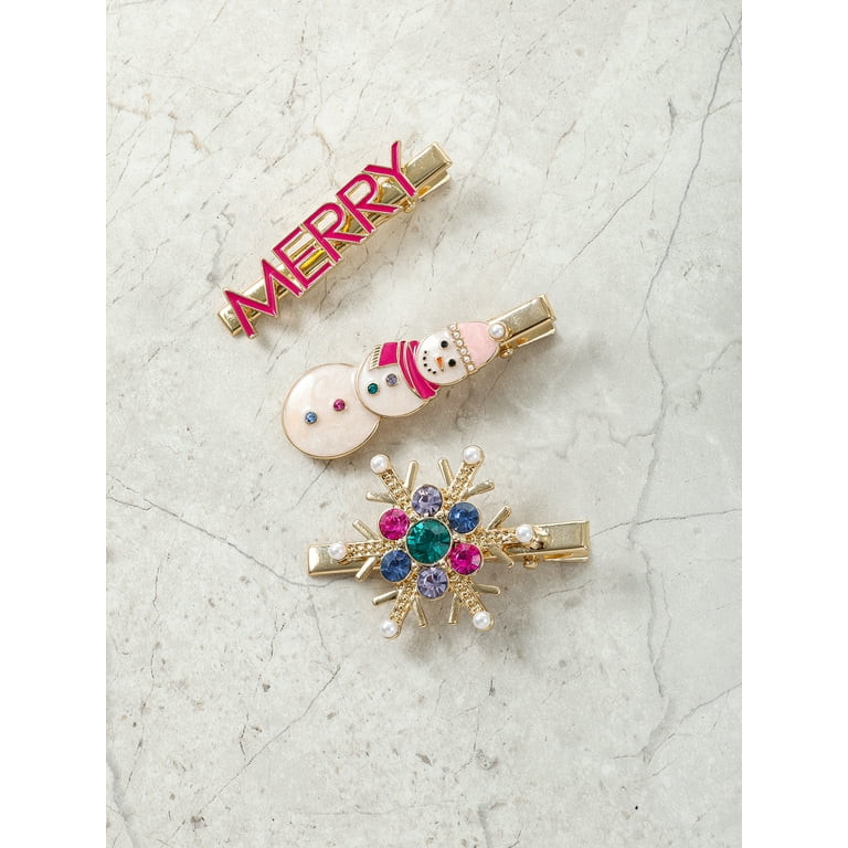 Packed Party Merry Christmas Hair Clips, Set of 3 | Walmart (US)
