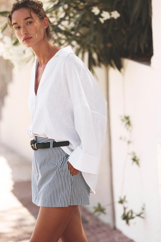 WIDE SLEEVE LINEN SHIRT | Zara US