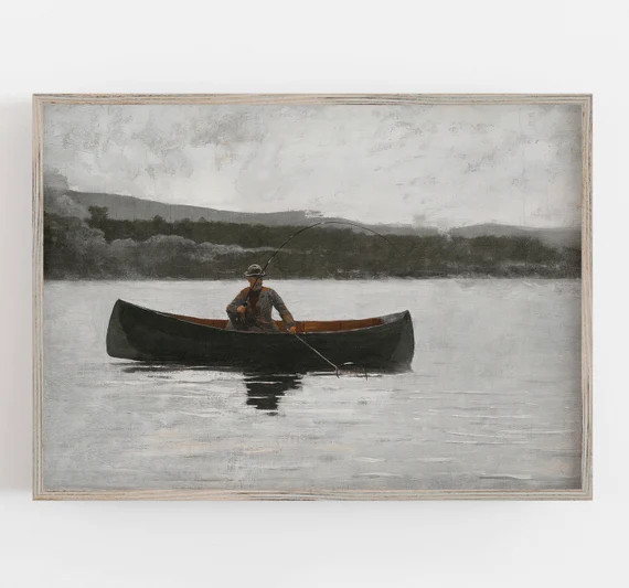 Fishing Wall Art  Vintage Wall Art  Nature Wall Art  Muted - Etsy | Etsy (US)