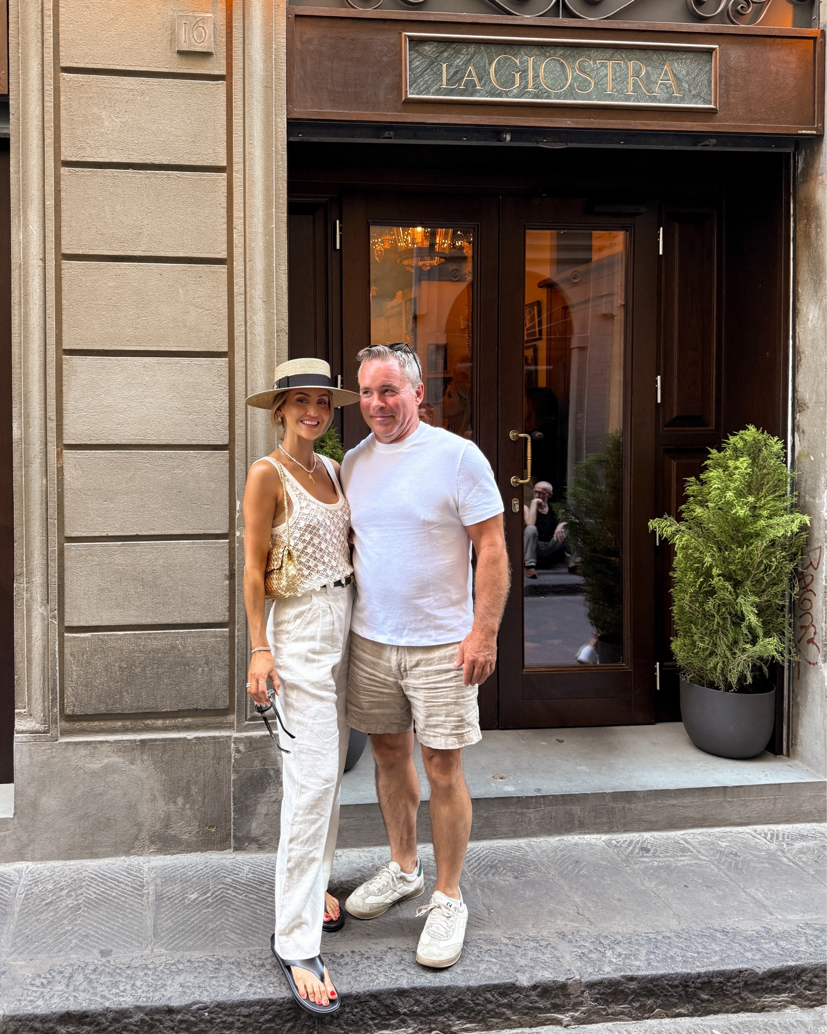 Day 6 of 14 days of Italian Summer Outfits 
- sightseeing in Florence 

Day: Linen Bermuda shorts, crochet embellished tank, Miu Miu sneakers, bottega Jodi small bag, Miu Miu sunnies
Night: same top, linen trousers, platform thong sandals, boater hat 

#LTKSeasonal #LTKStyleTip #LTKTravel