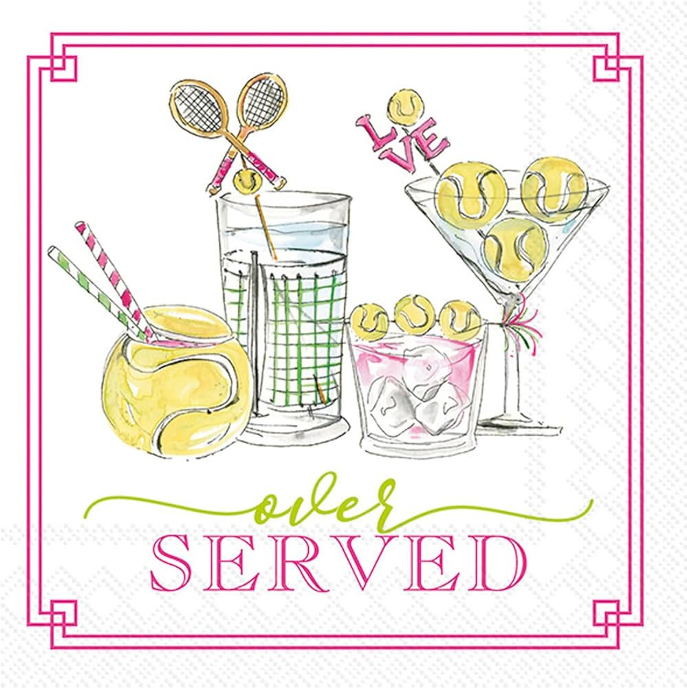 Cocktail Napkins Rosanne Beck Disposable 3-Ply Paper Party Napkin Pack, 5" x 5", Tennis Drinks, 2... | Amazon (US)