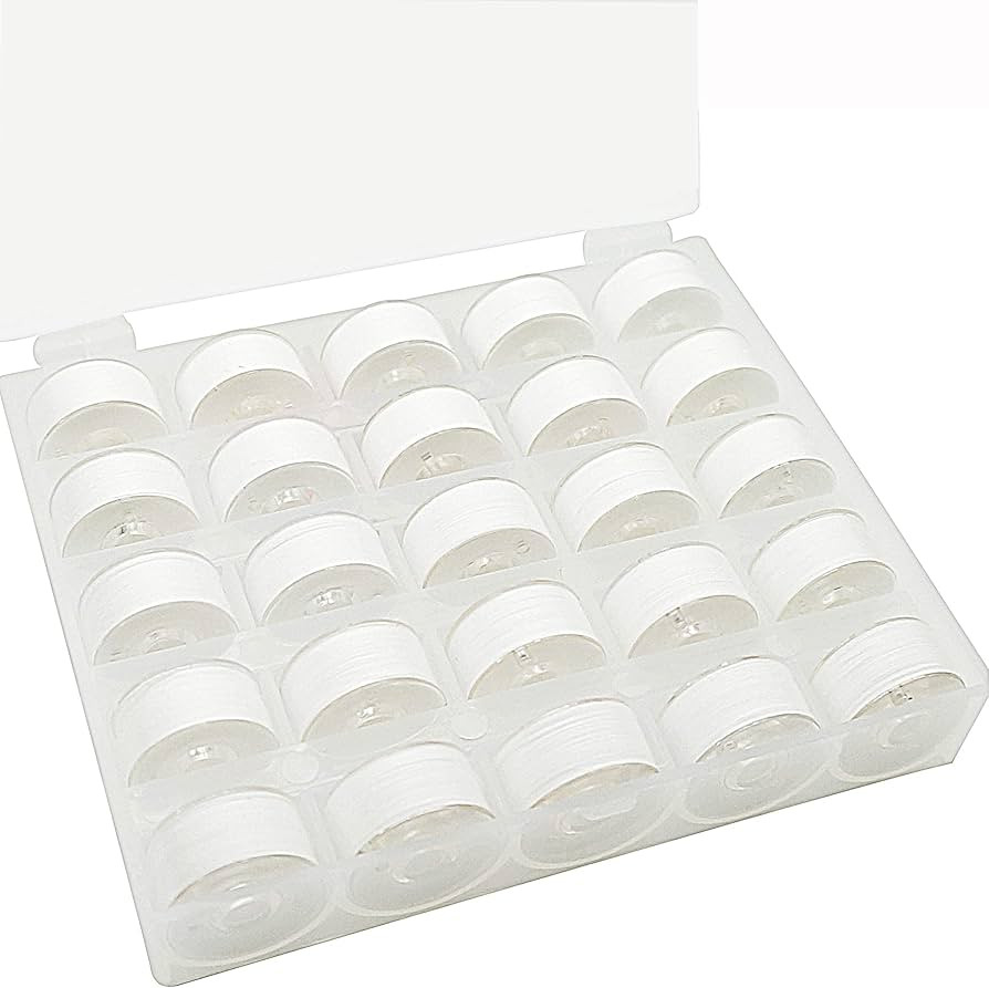 New brothread 25pcs White 60S/2 (90WT) Prewound Bobbin Thread Plastic Size A SA156 for Embroidery... | Amazon (US)