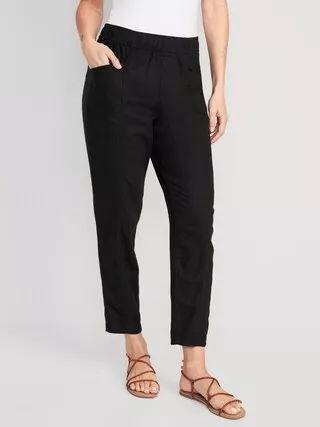 WynneCollection Linen-Blend Cropped Pant - 20766979