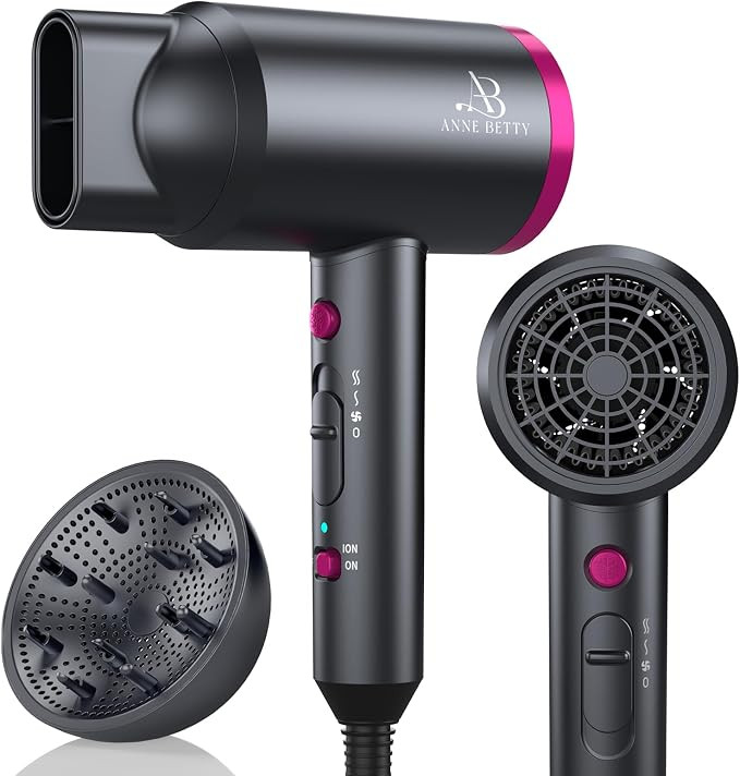 ANNE BETTY Ionic Hair Dryer with Diffuser, Powerful 1800W Blow Dryer for Women & Men, Fast-Drying... | Amazon (US)