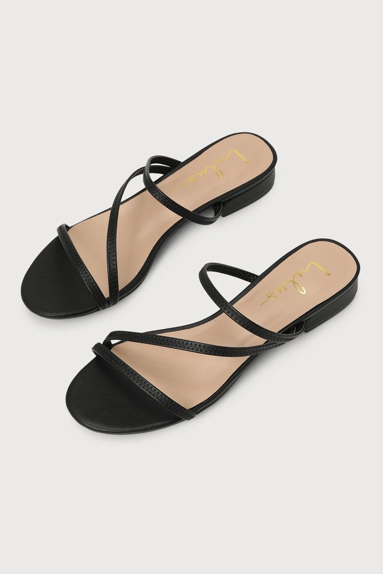 Monroy Black Strappy Slide Sandals | Lulus