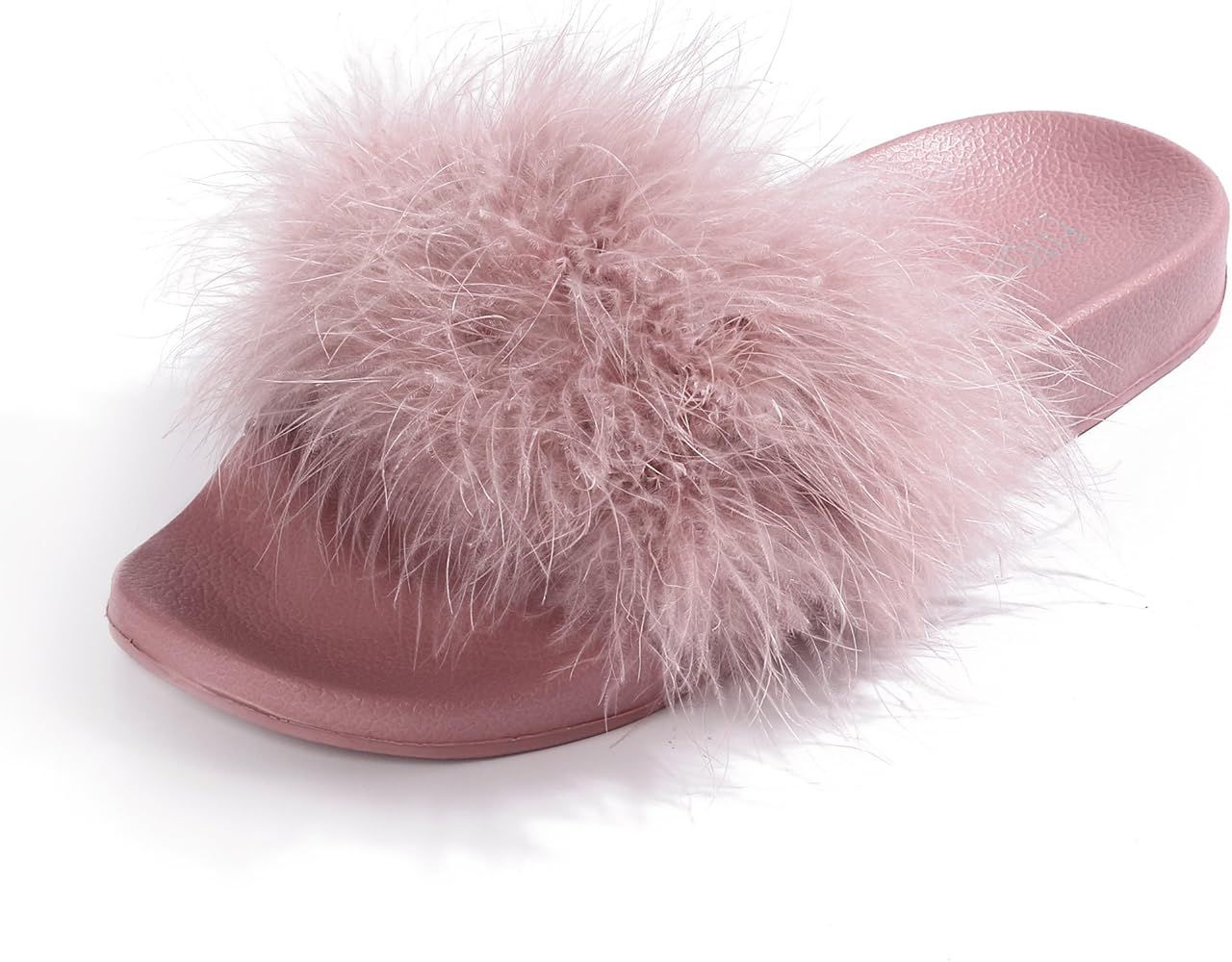Womens Slides,Arch Support Sandals with Faux Fur Comfort Fuzzy Slippers | Amazon (US)