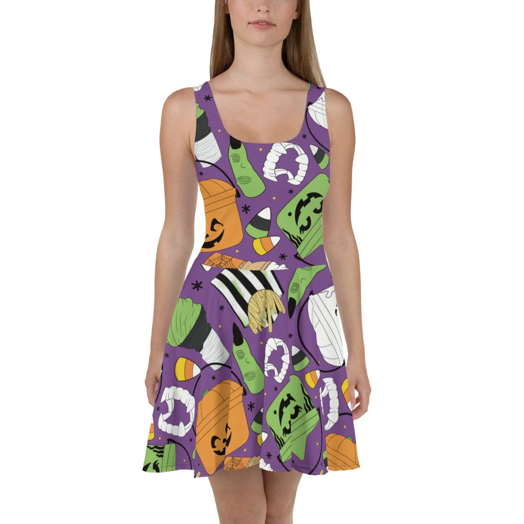 Vintage Halloween Buckets Purple Skater Dress - Etsy | Etsy (US)