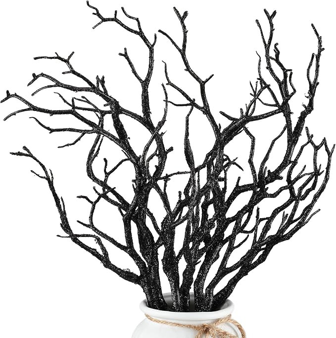 Geosar 10 Pieces Manzanita Branches for Vase, Faux Plastic,Glitter Black | 13.8 Inch Antler Shape... | Amazon (US)