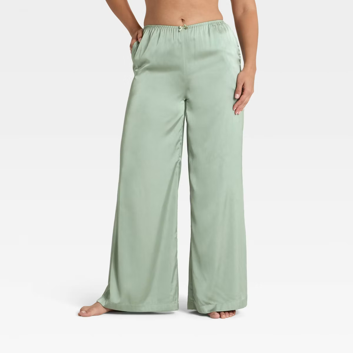 Women's Satin Pajama Pants - Auden™ Green 1X | Target