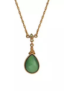 1928 Jewelry 14K Gold Dipped Green Teardop Necklace | Belk