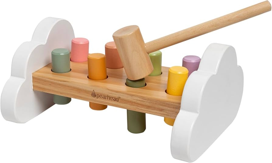 Pearhead Montessori Hammer Bench Toy, Pounding and Hammering Wooden Toy, Early Developmental Inte... | Amazon (US)