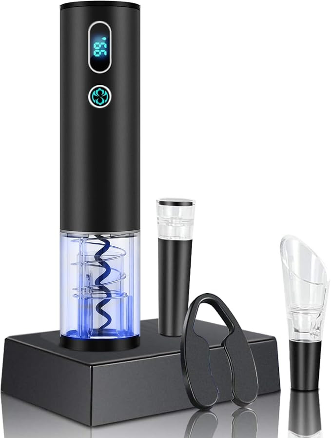 Electric Wine Opener, Higfra Wine Gift Set with Wine Aerator Pourer Vacuum Stoppers and Foil Cutt... | Amazon (US)