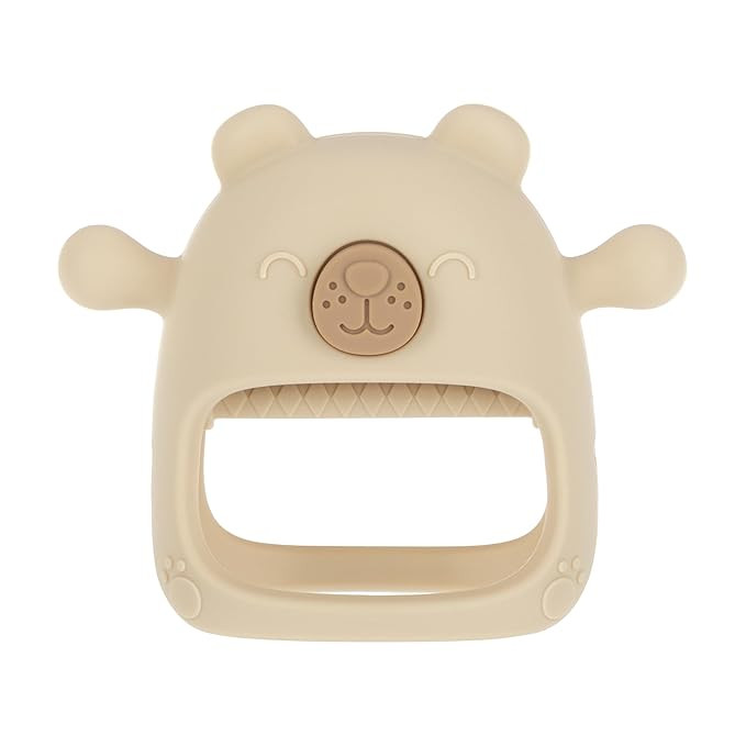 Nuby Silicone Wrist Teething Mitten - Baby Teether Ring - 3+ Months - Brown Bear | Amazon (US)