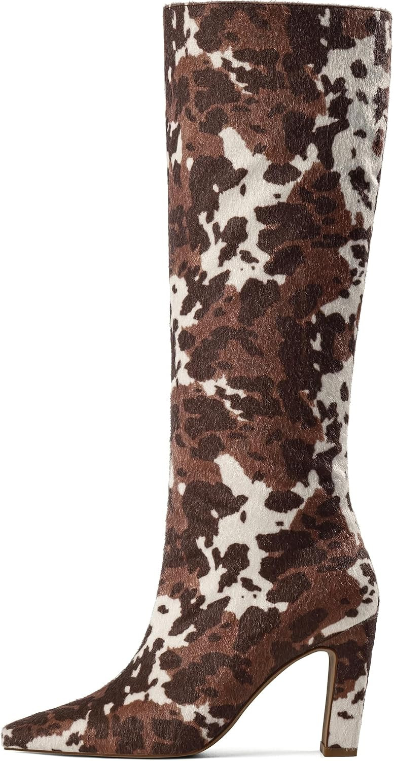 Knee High Boots Women Square Toe Chunky Heel Classic Tall Boots | Amazon (US)