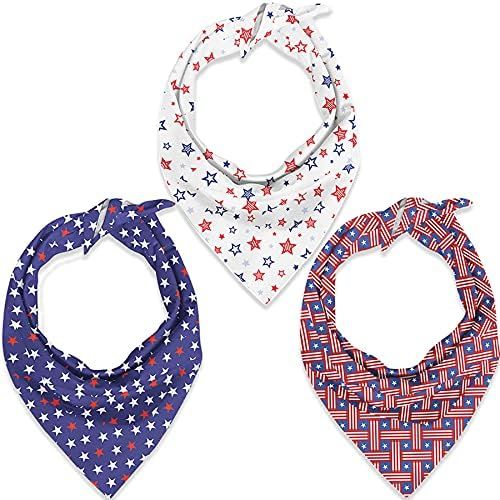 Allenjoy 3PCS USA Independence Day Dog Bibs Stripes Star Red White and Blue Triangle Bandana 4th of  | Amazon (US)