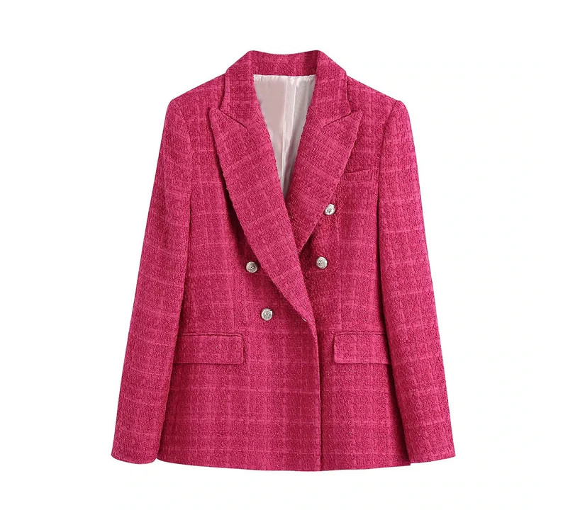 Tweed Blazer Long Sleeve Double Breasted Outwear Coat | Etsy | Etsy (US)