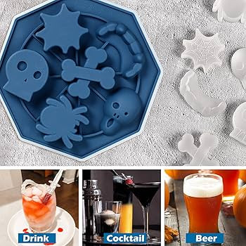 Webake Halloween Ice Cube Trays with Lid Silicone Halloween Ice Cube Molds Shaped with Skull, Spi... | Amazon (US)
