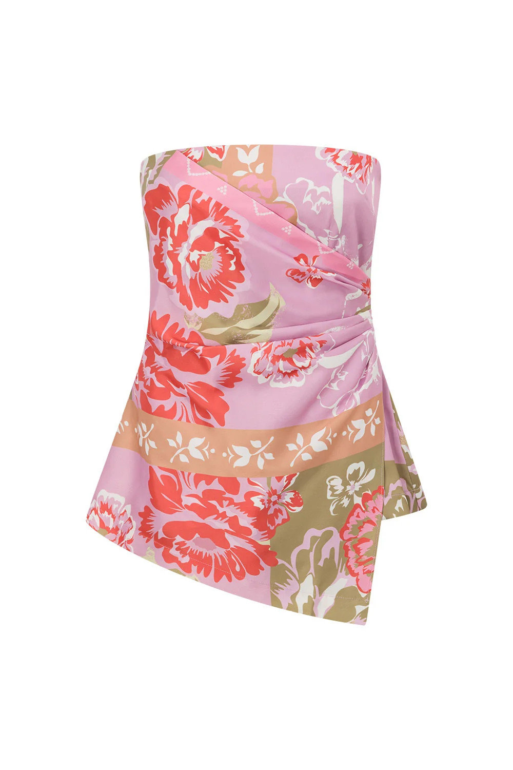 Pink Botanic Patch Floral Print Strapless Marleigh Top | Sabo Skirt US