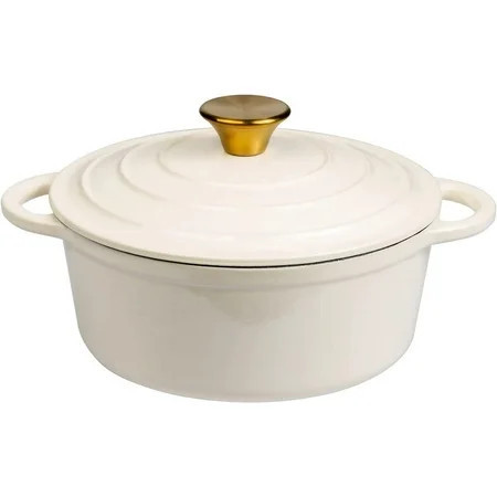 Lexi Home 2.8-Qt Enameled Cast Iron Dutch Oven with Lid & Loop Handle, Cream | Walmart (US)