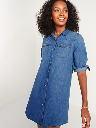 Western Jean Shirt Shift Dress for Women | Old Navy (CA)