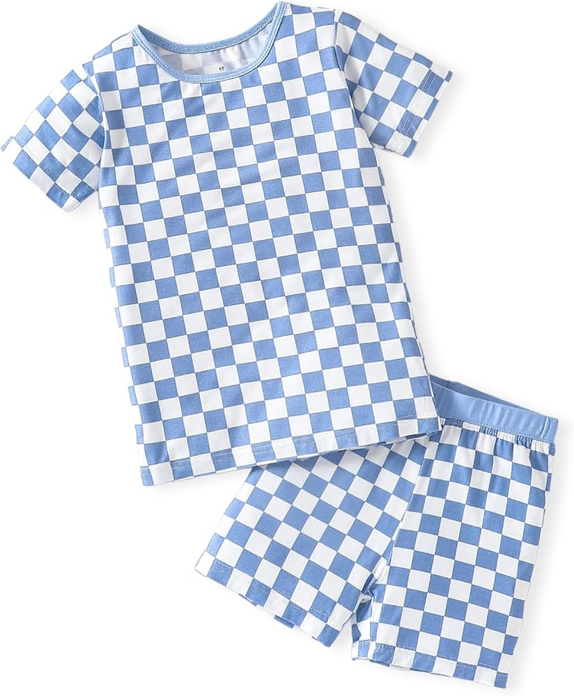 OPAWO Bamboo Pajamas Toddler Boy Clothes Checkered Tee and Shorts 2 Piece Summer Bamboo Baby Paja... | Amazon (US)