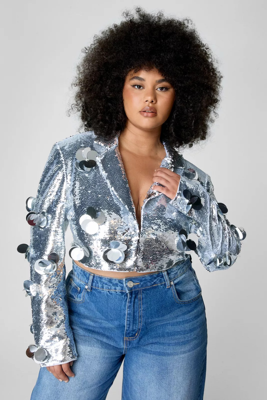 Plus Floral Embellished Sequin Blazer | Nasty Gal US