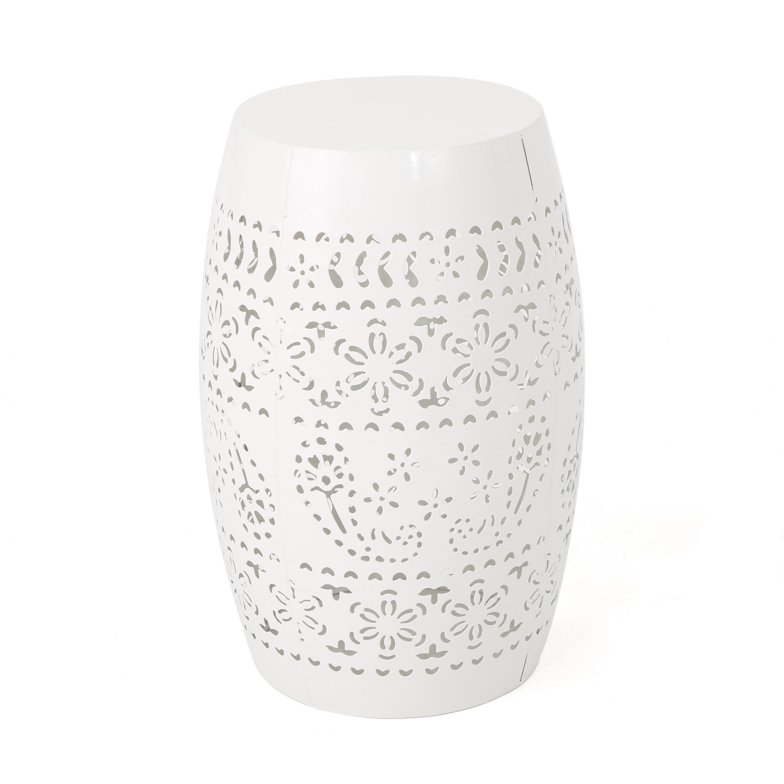 Belle Outdoor 12" Lace Cut Iron Side Table, White - Walmart.com | Walmart (US)