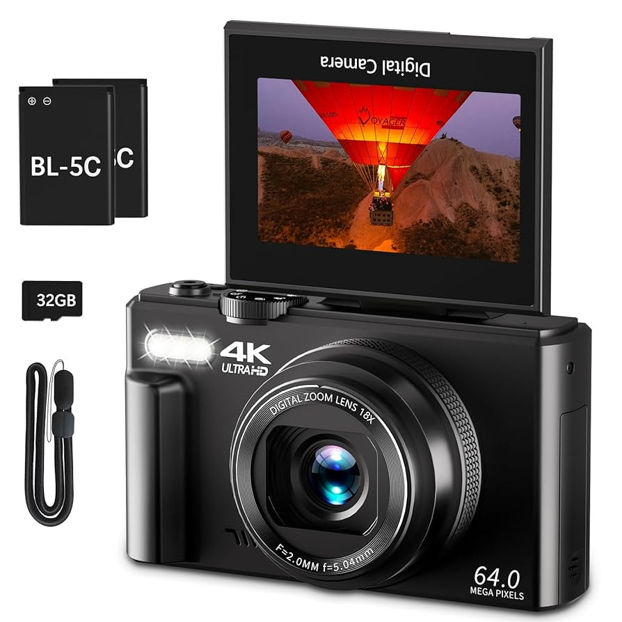 4K Digital Camera for Photography, 64MP Vlogging Camera for YouTube with 3" 180° Flip Screen, 18... | Amazon (US)