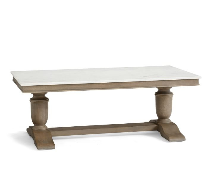 Alexandra Marble Rectangular Coffee Table, Gray Wash, 48"L | Pottery Barn (US)